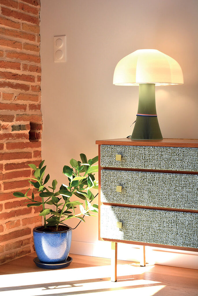 Meuble récupéré et lampe