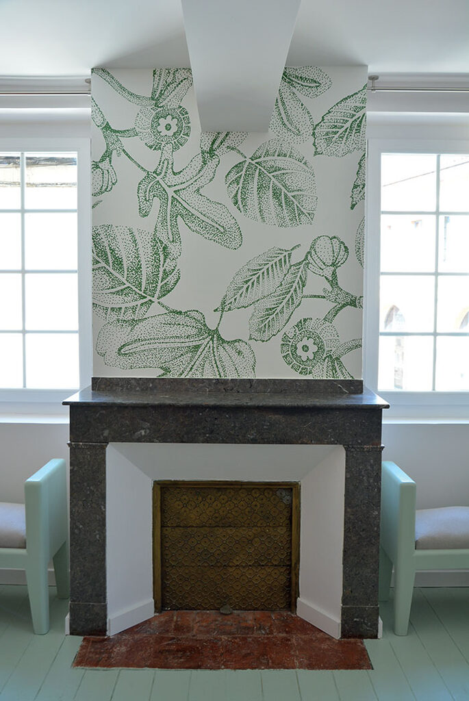 Papier peint blanc et vert