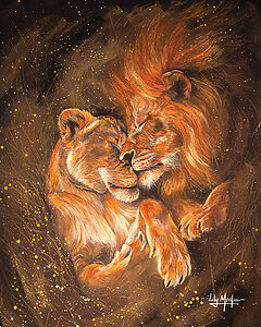 deux lions assoupis